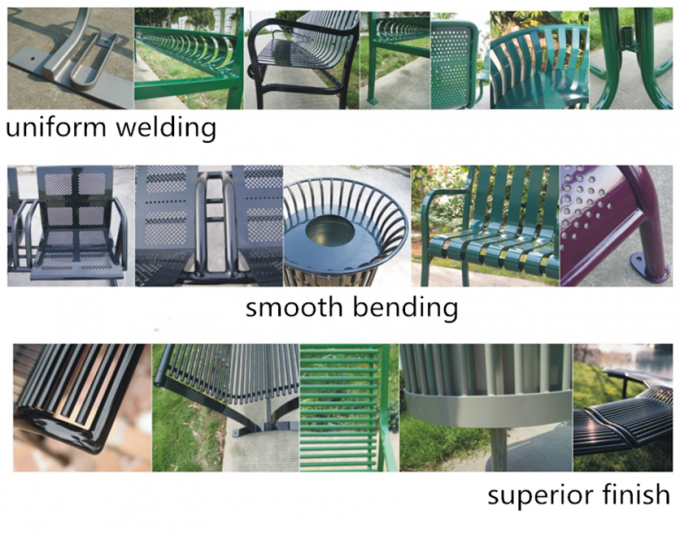 Straatmeubelen Metalen zitbank Hout Graan Aluminium Commerciële lange tuinbank 4