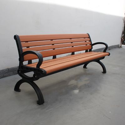 Recycled Plastic Wood Outdoor Bench With Backrest Sandblasted Powder Coated Finsh