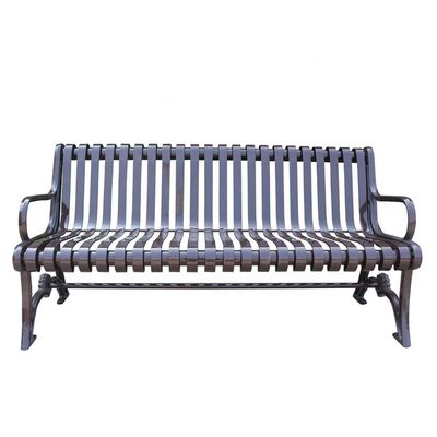 Waterproof Urban Outdoor Metal Garden Bench With Cast Iron And Steel Flat Bar