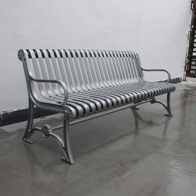 Waterproof Urban Outdoor Metal Garden Bench With Cast Iron And Steel Flat Bar
