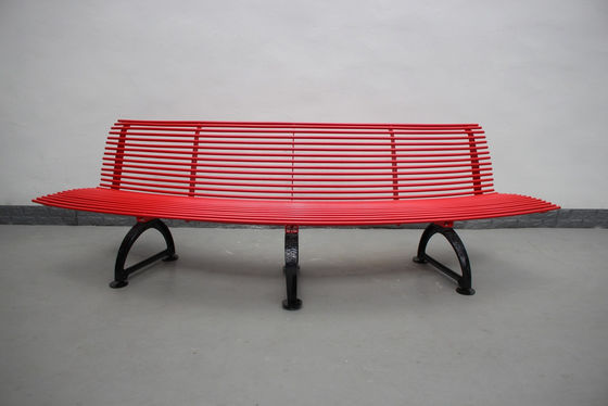 RAL Color Garden Metal Bench , Curved Outdoor Benches With Sandblasting Finish