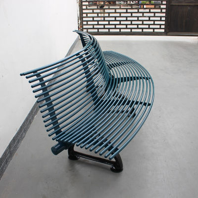 RAL Color Garden Metal Bench , Curved Outdoor Benches With Sandblasting Finish