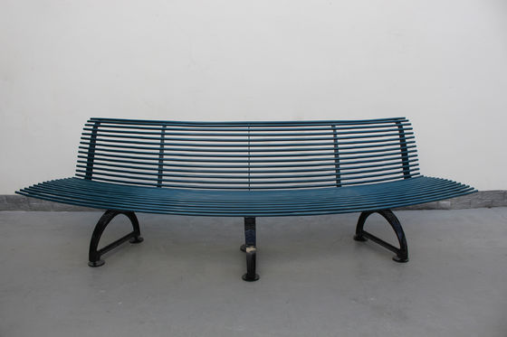 RAL Color Garden Metal Bench , Curved Outdoor Benches With Sandblasting Finish