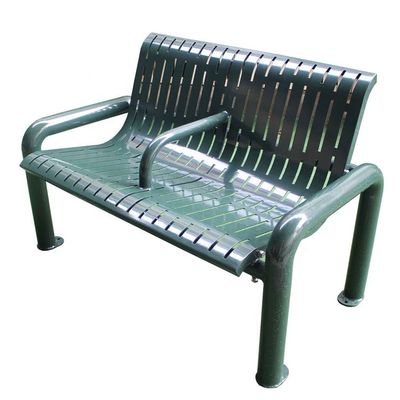 Laser Cut Steel Park Outdoor Metal Benches With Backrest Armrest