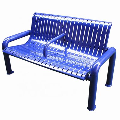 Laser Cut Steel Park Outdoor Metal Benches With Backrest Armrest