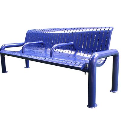 Laser Cut Steel Park Outdoor Metal Benches With Backrest Armrest