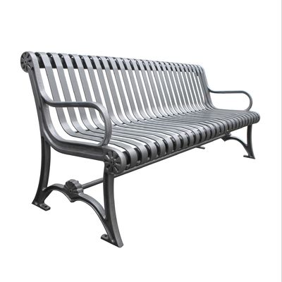 Waterproof Urban Outdoor Metal Garden Bench With Cast Iron And Steel Flat Bar