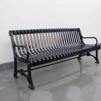 Waterproof Urban Outdoor Metal Garden Bench With Cast Iron And Steel Flat Bar