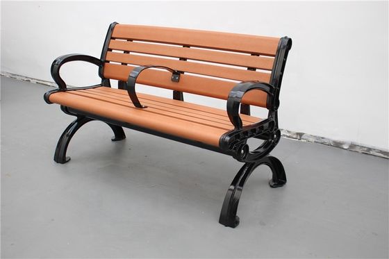 Composite Rustic Outdoor Wooden Garden Bench With Die Cast Aluminum Ends