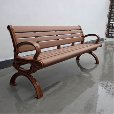 Composite Rustic Outdoor Wooden Garden Bench With Die Cast Aluminum Ends