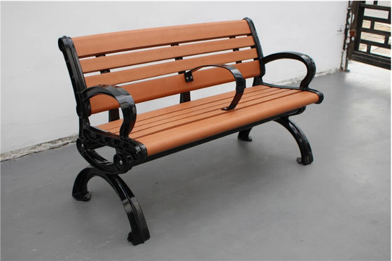 Composite Rustic Outdoor Wooden Garden Bench With Die Cast Aluminum Ends