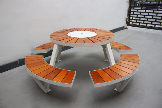 Commercial School Wood Outdoor Picnic Tables With Umbrella Hole