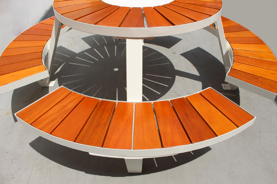 Commercial School Wood Outdoor Picnic Tables With Umbrella Hole