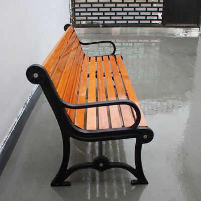 1800mm Solid Timber Outdoor Bench Seat , Traditional Wooden Bench With Steel Frame