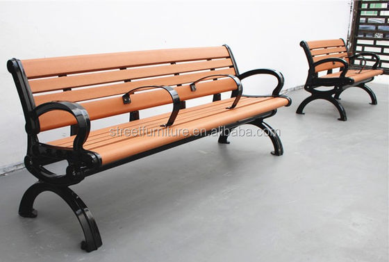 Sandblasted Powder Coated Outdoor Wooden Bench For Farmhouse Courtyard
