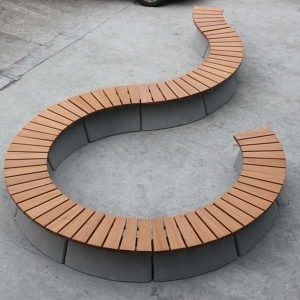 Curved Backless Outdoor Recycled Plastic Benches For Garden Tree