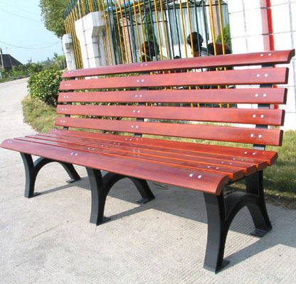 Eco Friendly Outdoor Wooden Bench , Rustic Garden Benches With Sandblast Zinc Spraying