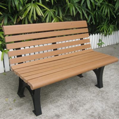 Eco Friendly Outdoor Wooden Bench , Rustic Garden Benches With Sandblast Zinc Spraying