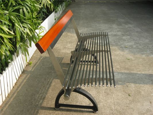 Modern Outdoor Stainless Steel Garden Bench With Cast Iron Legs