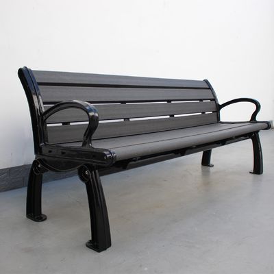 Recycled Plastic Slats Outdoor Garden Wooden Bench With Sandblasted Powder Coated