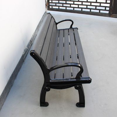 Recycled Plastic Slats Outdoor Garden Wooden Bench With Sandblasted Powder Coated