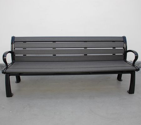 Recycled Plastic Slats Outdoor Garden Wooden Bench With Sandblasted Powder Coated