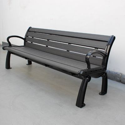 Recycled Plastic Slats Outdoor Garden Wooden Bench With Sandblasted Powder Coated