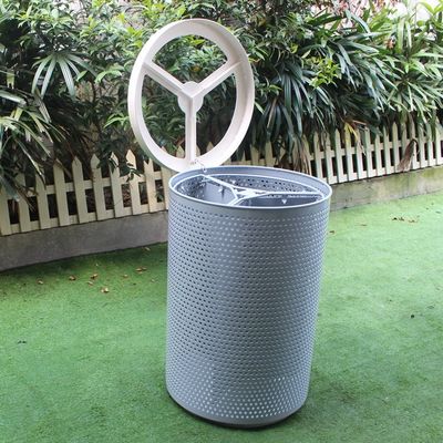 Perforated Metal Recycle Waste Bin , 3 Compartment Garbage Can For Patio Outdoor