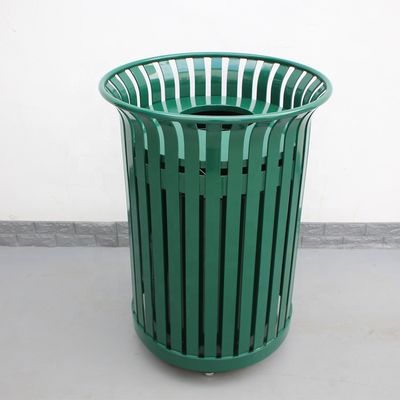 Powder Coating Metallic Outdoor Trash Cans With Lid 978Mm Height