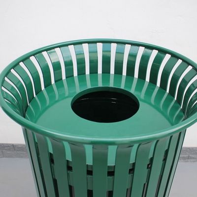 Powder Coating Metallic Outdoor Trash Cans With Lid 978Mm Height