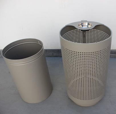 Outdoor Public 120l Garbage Can , Sustainable 32 Gallon Steel Trash Bins