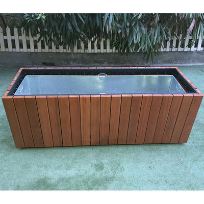 Solid Wood Outdoor Large Planters , Rectangular Flower Planter OEM ODM