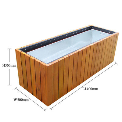 Solid Wood Outdoor Large Planters , Rectangular Flower Planter OEM ODM