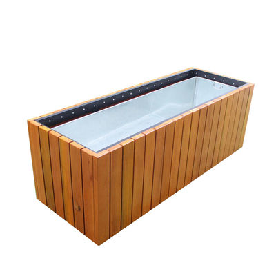 Solid Wood Outdoor Large Planters , Rectangular Flower Planter OEM ODM