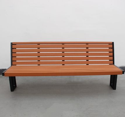 Customized Outdoor Recycled Plastic Benches Surface Mounted With Mild Steel Frame