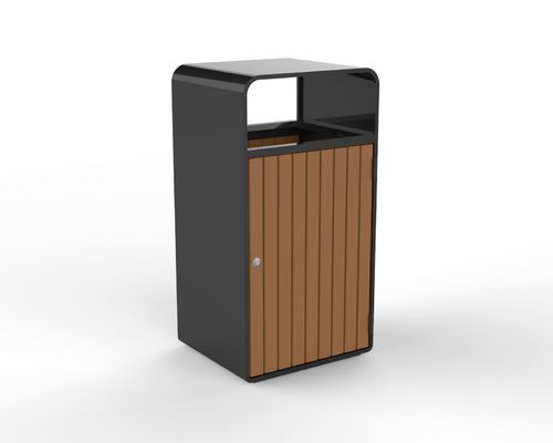Gavin Outdoor Commercial Wood And Metal Trash Can Outside Garden Large Dustbin Street Park Wooden Public Waste Bin