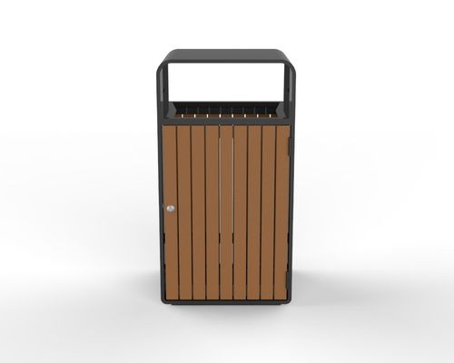 Gavin Outdoor Commercial Wood And Metal Trash Can Outside Garden Large Dustbin Street Park Wooden Public Waste Bin