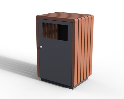 Outdoor Commercial Garbage Bin And Park Rubbish Bin Wood Ashtray Dustbin For Community
