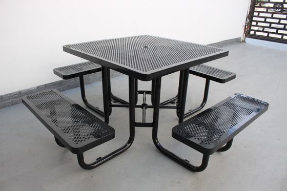Metal Outdoor Picnic Tables Bench Set Square Shape For Park