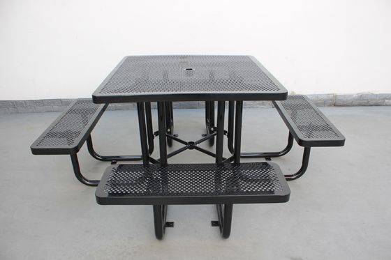 Metal Outdoor Picnic Tables Bench Set Square Shape For Park