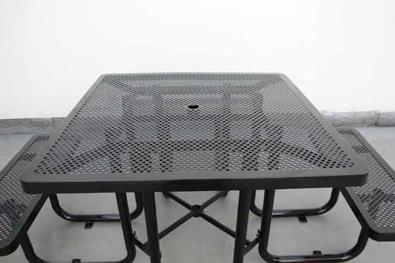 Metal Outdoor Picnic Tables Bench Set Square Shape For Park