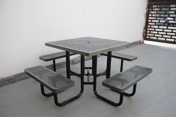 Customized Metal Patio Table And Chairs , Commercial Outdoor Picnic Table Set
