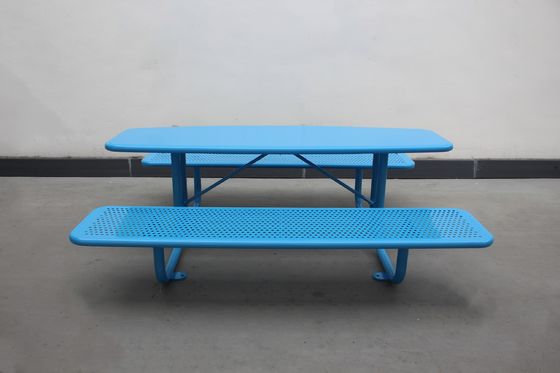 Waterproof Rustproof Outdoor Picnic Tables Perforated Steel Material For Park