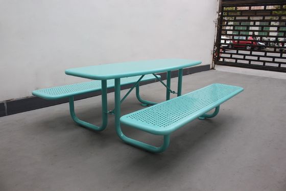 Waterproof Rustproof Outdoor Picnic Tables Perforated Steel Material For Park