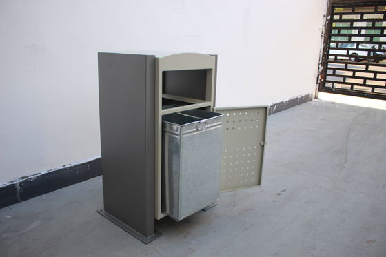 Sanitary Rubbish Bin Metal Waste Bin 13 Gallon Outdoor Trash Can For Streets