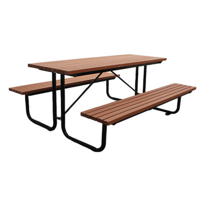 Steel And HDPE Recycle Plastic Wooden Outdoor Park Picnic Table 8 Seats Composite Slat Park Bench