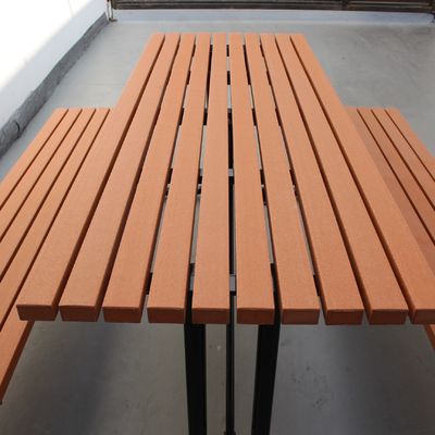 Steel And HDPE Recycle Plastic Wooden Outdoor Park Picnic Table 8 Seats Composite Slat Park Bench