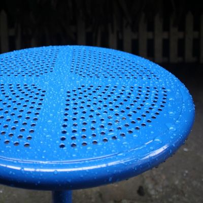 Outdoor Metal Steel Round Table And Stool , Steel Picnic Table With Four Stools