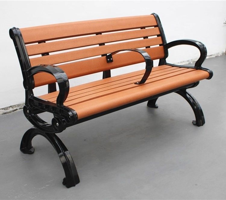 Recycled Plastic Wood Outdoor Bench With Backrest Sandblasted Powder Coated Finsh