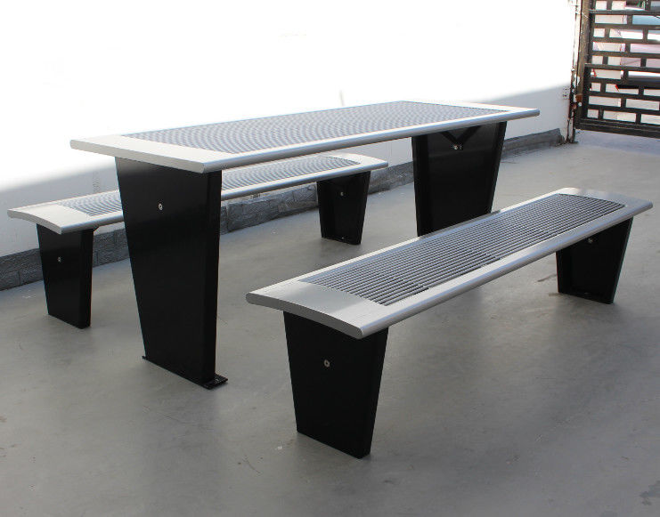 Rust Resistant Commercial Picnic Bench , Powder Coated Metal Outdoor Table And Chair